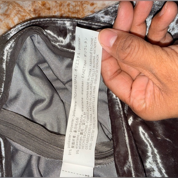 Zara Crushed Velvet Grey High Rise Wide Leg Pants Size M - Picture 7 of 8